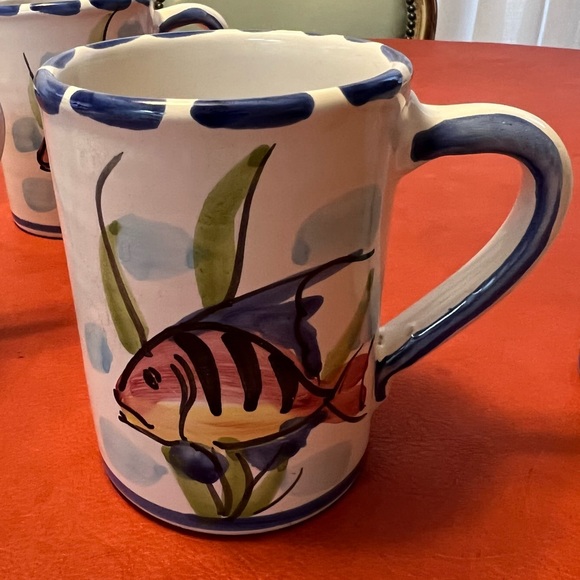 4 handmade vintage mugs Italian VIETRI pottery I still drink coffee from them! - Picture 4 of 8